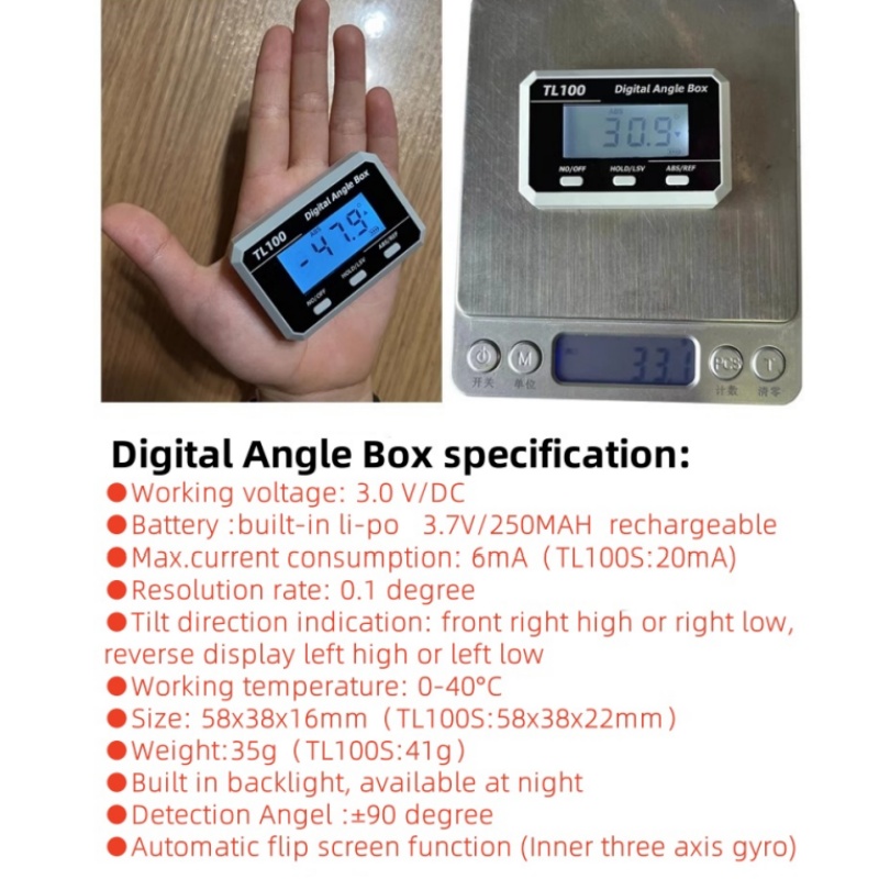 Medidor de ángulo Horizontal,  - Battery Case Storage reseña y precio